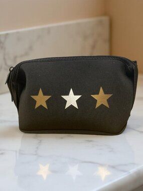 Haute Shore Erin Tri Star Cosmetic Bag Black Neoprene Makeup Pouch Stars